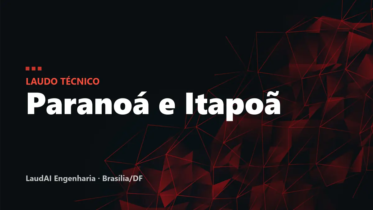 Capa com o texto "Laudo técnico: Paranoá e Itapoã" sobre fundo preto com malha geométrica vermelha